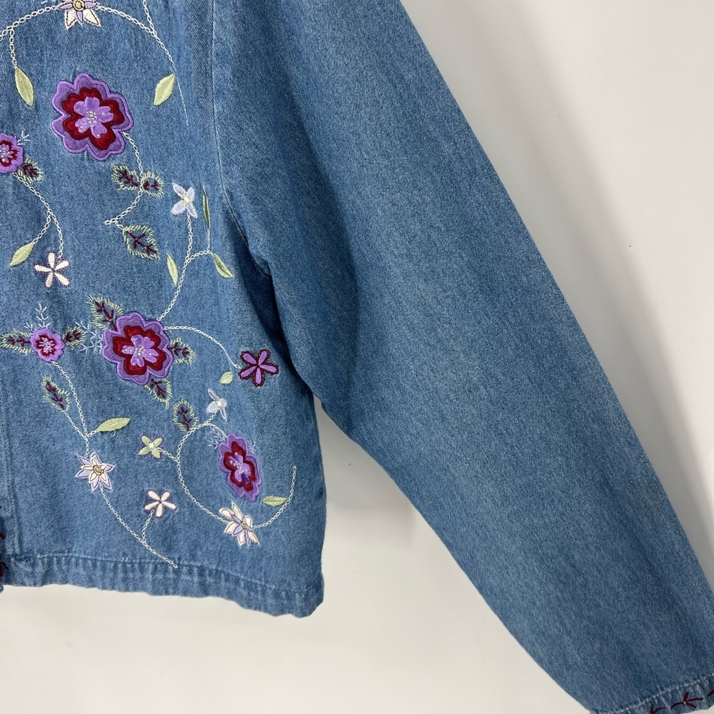 Christopher & Banks vintage 100% cotton lightweight embroidered cropped jacket L - Picture 8 of 13